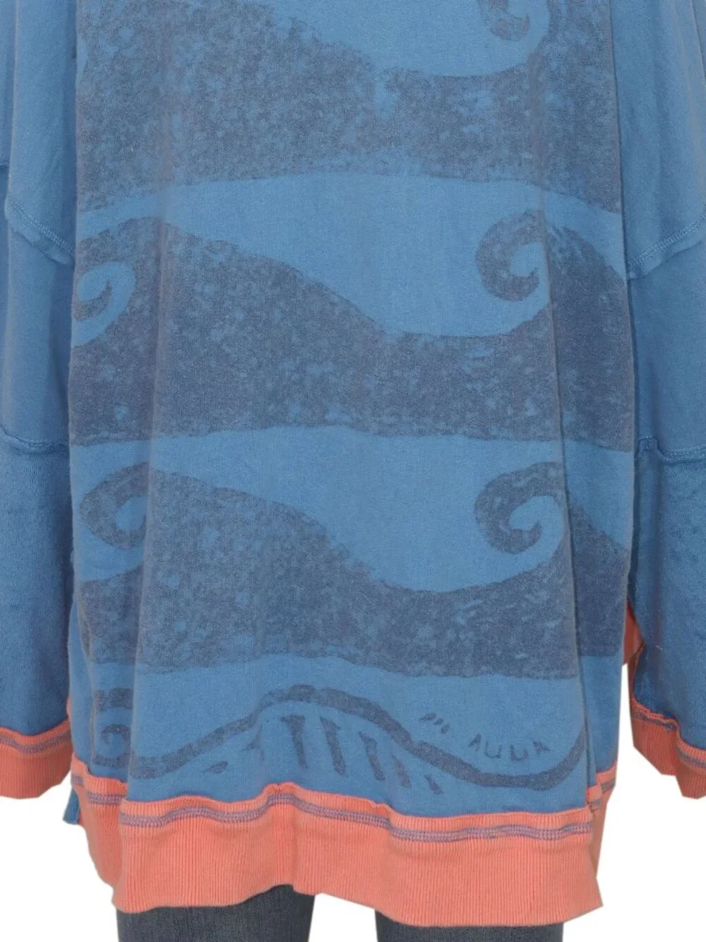 Free People We The Free Seashell Hooded Zip Jacket Kangaroo Pocket Blue XS